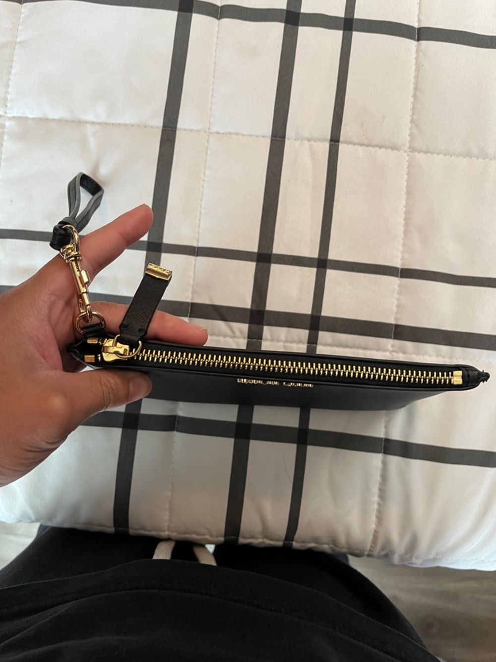 Calvin Klein Black Leather Wristlet with Gold Logo - Picture 11 of 11